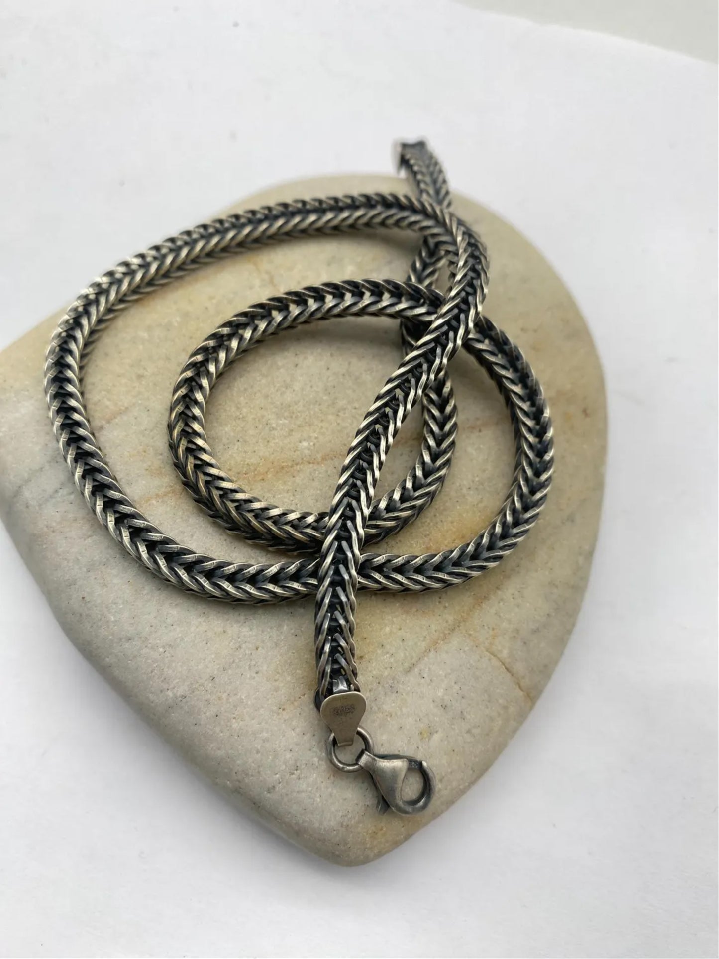 Real 925 Sterling Silver Braid Chain Necklace