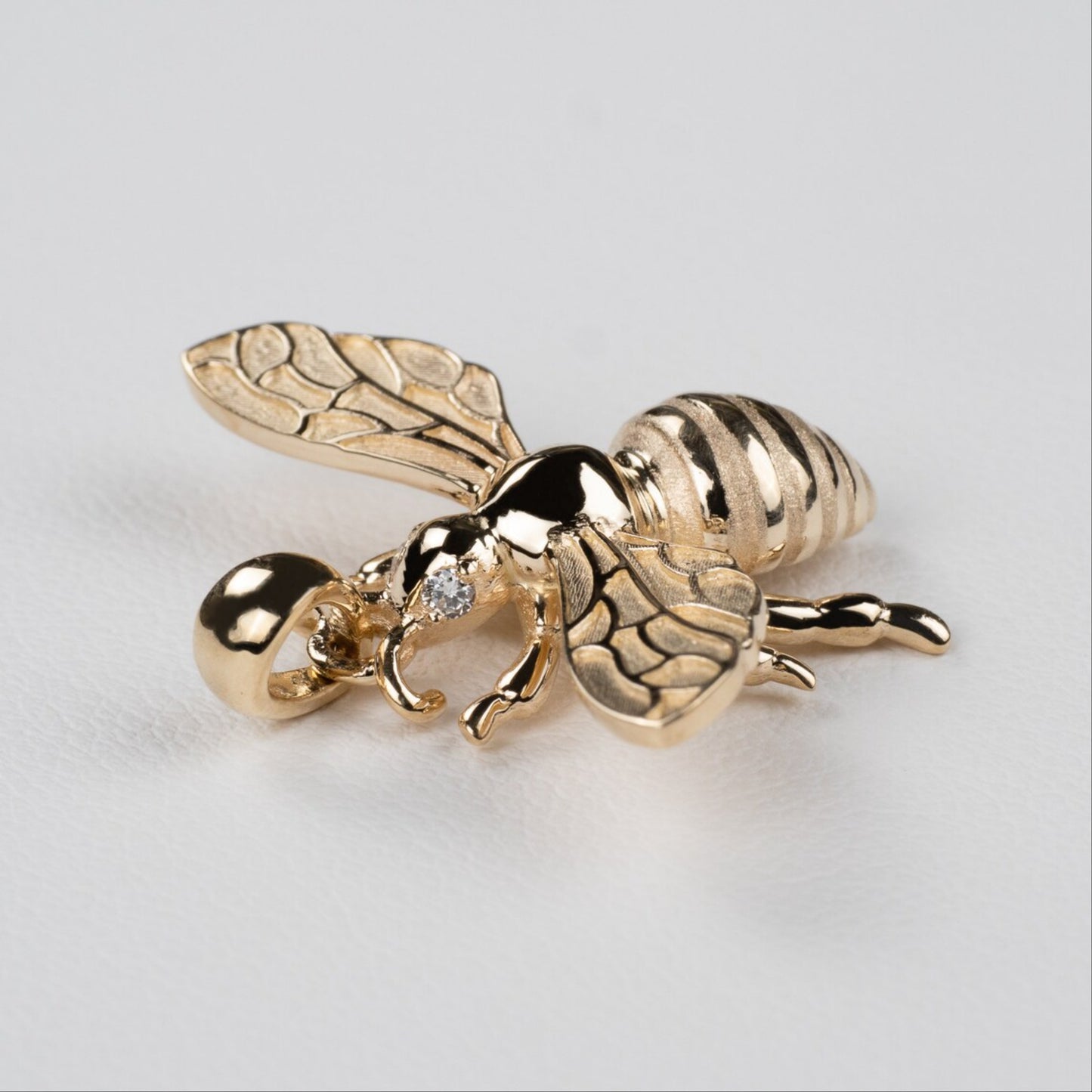 Solid 14k Gold Bee Pendant