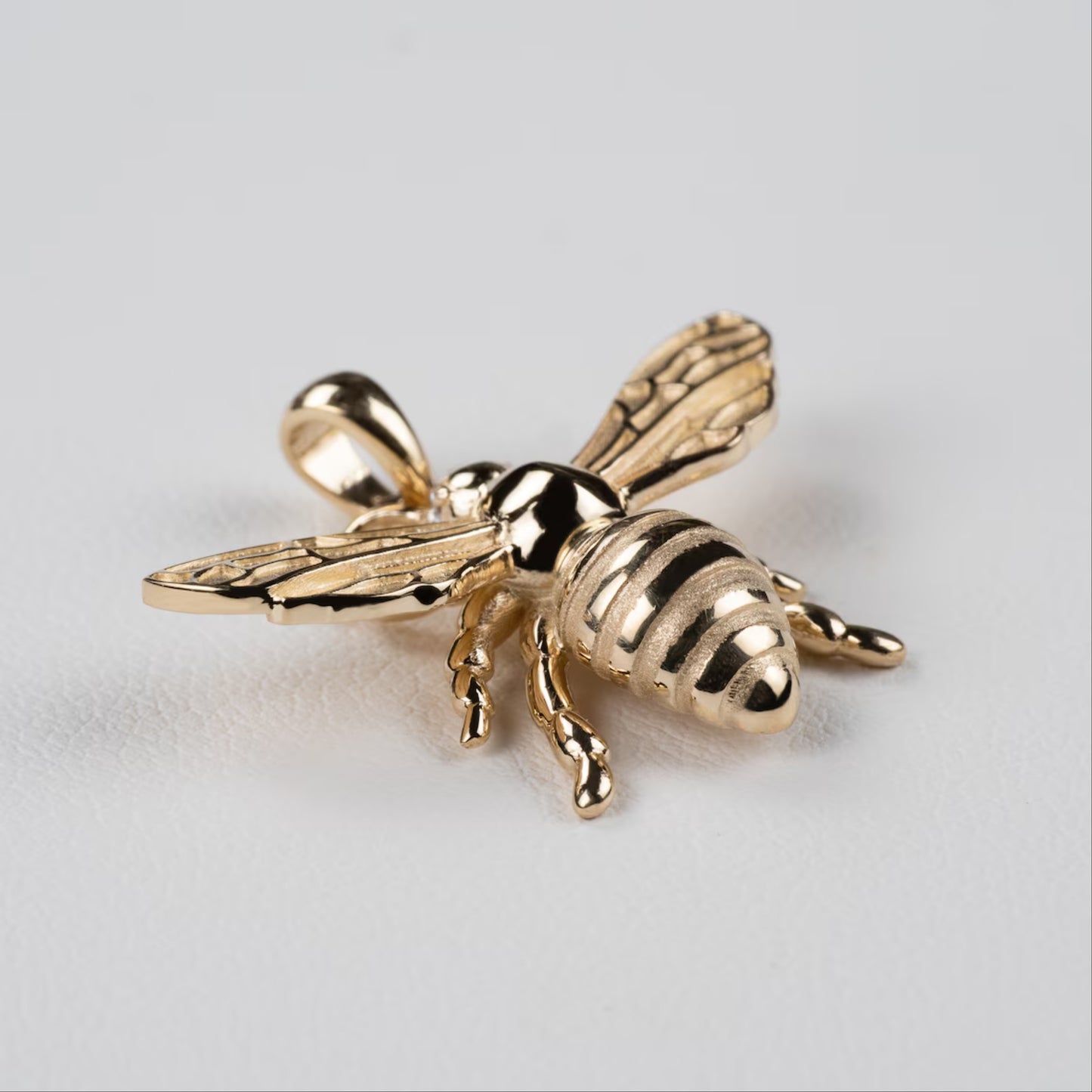 Solid 14k Gold Bee Pendant