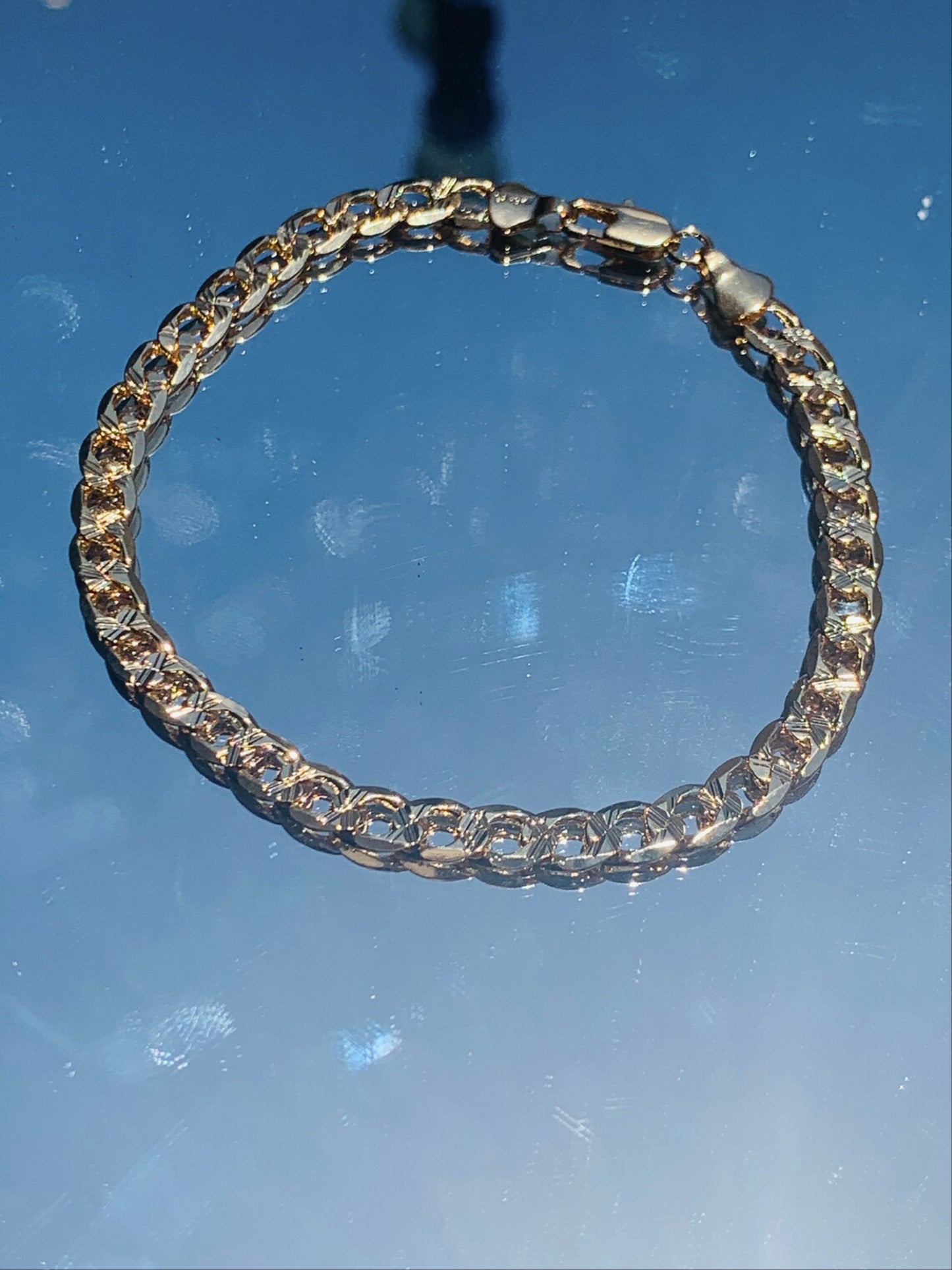 18K Gold Cuban Link 925 Silver Bracelet