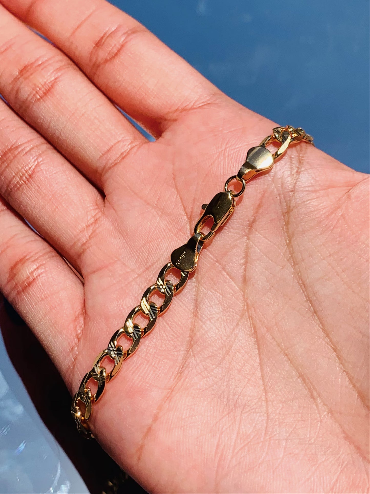 18K Gold Cuban Link 925 Silver Bracelet