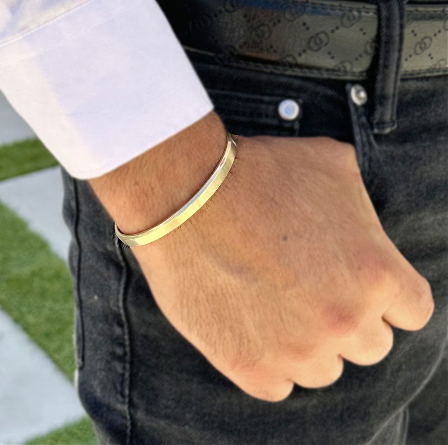 10k Gold Finish Cuff Bracelet 8mm