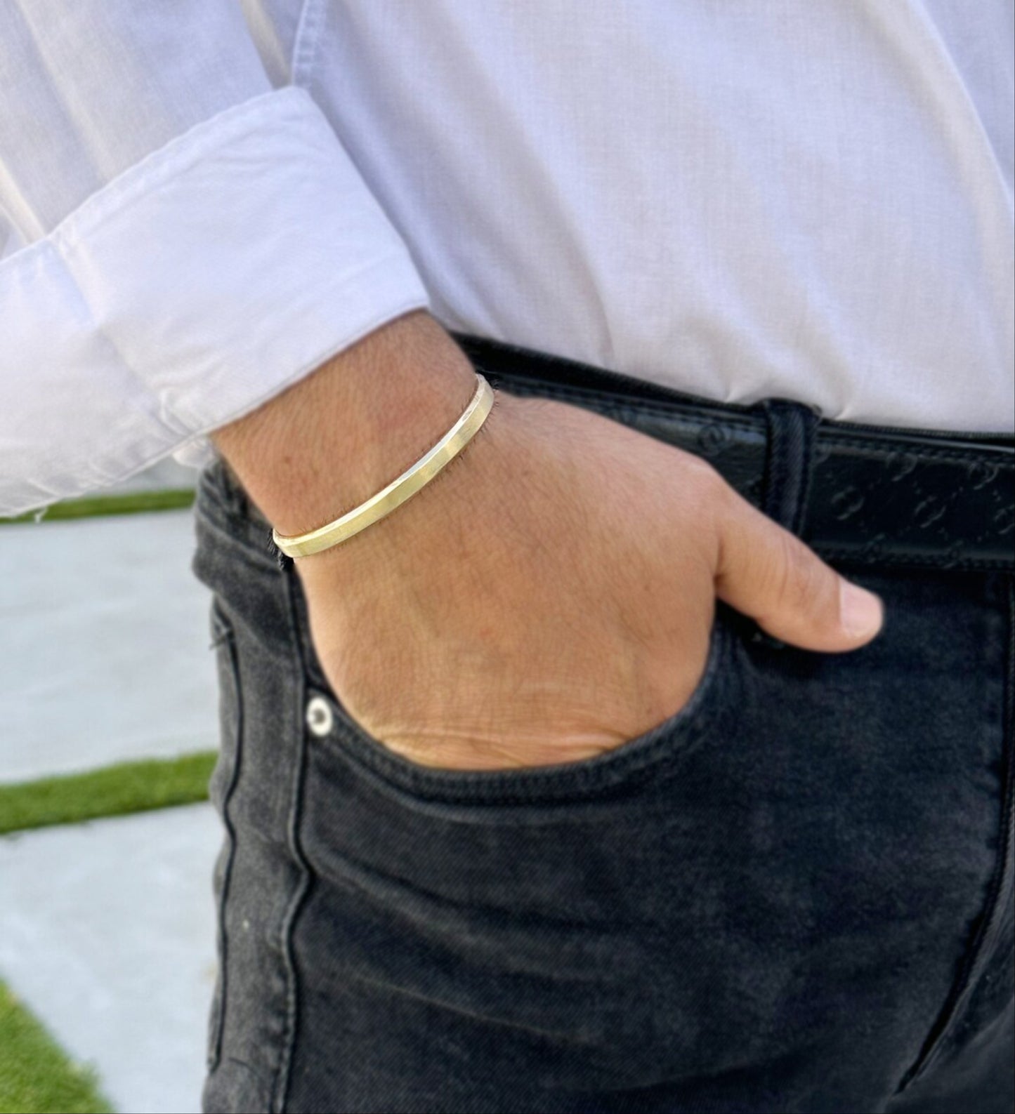 10k Gold Finish Cuff Bracelet 8mm