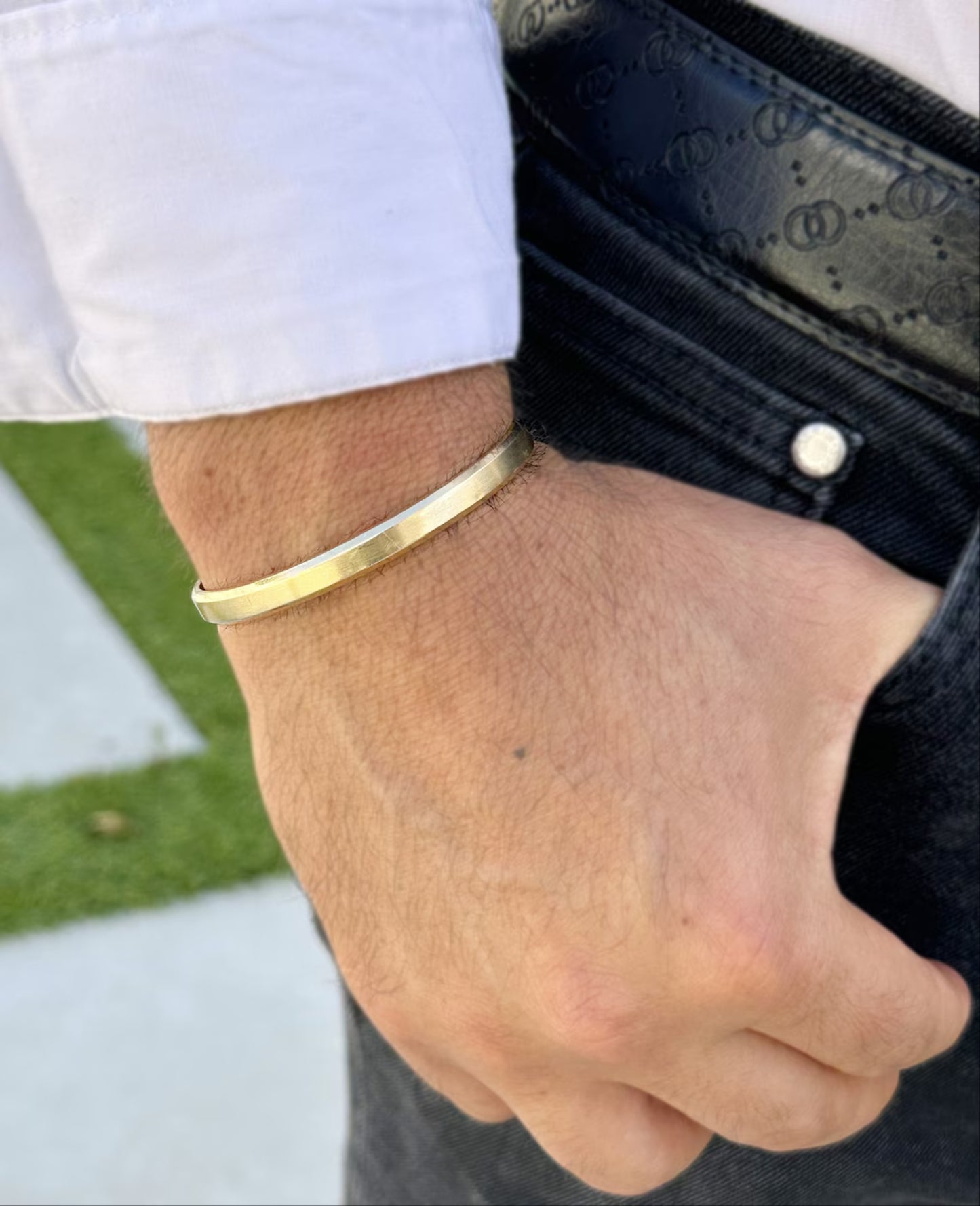 10k Gold Finish Cuff Bracelet 8mm
