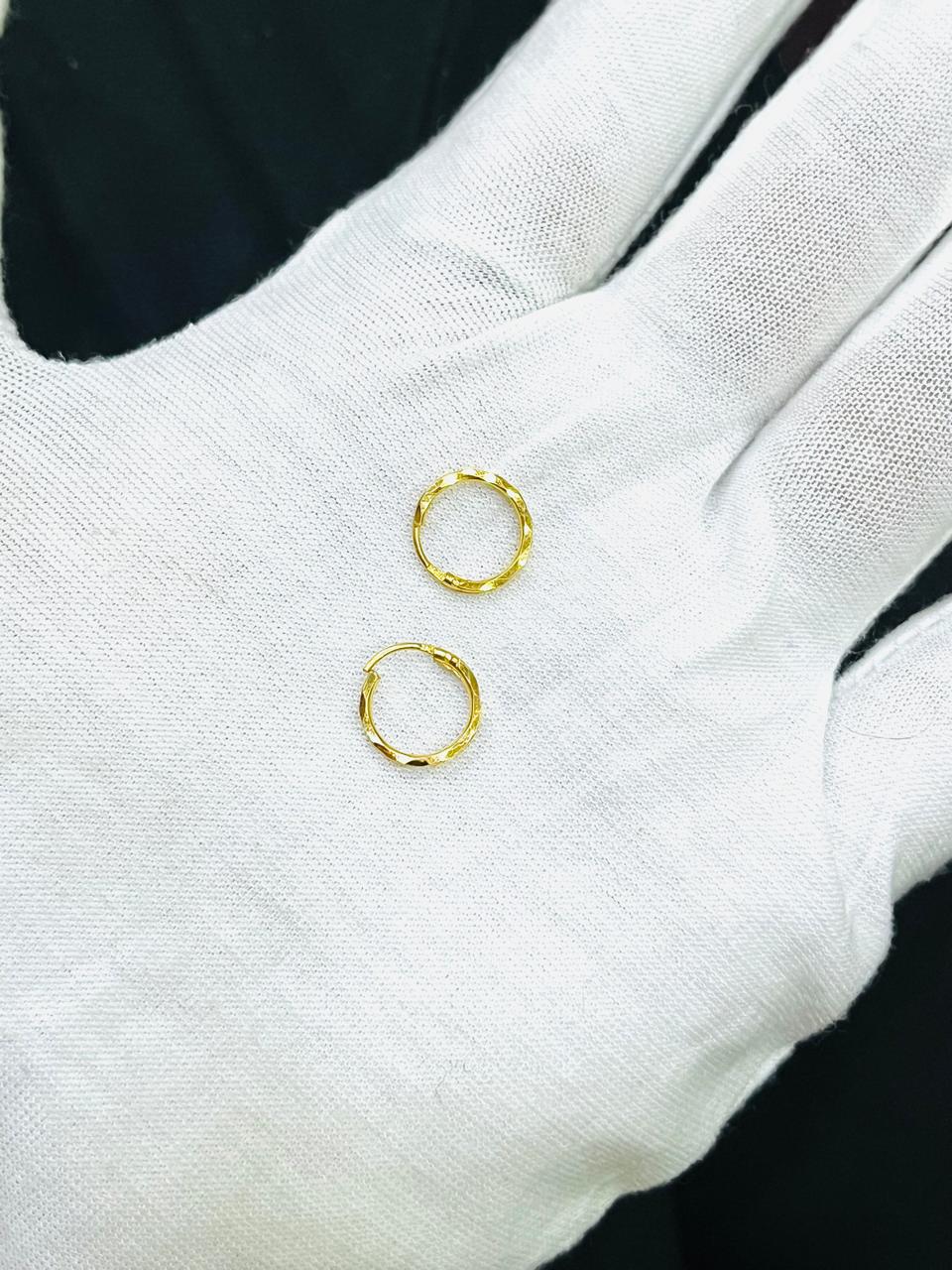 Mens Earrings - 18K Gold Mens Hoop Earring 10mm - Tiny Huggie Earrings For Men in Gold - Simple Hoop Earrings Mens Christmas Jewelry Gift-Diamond Cut