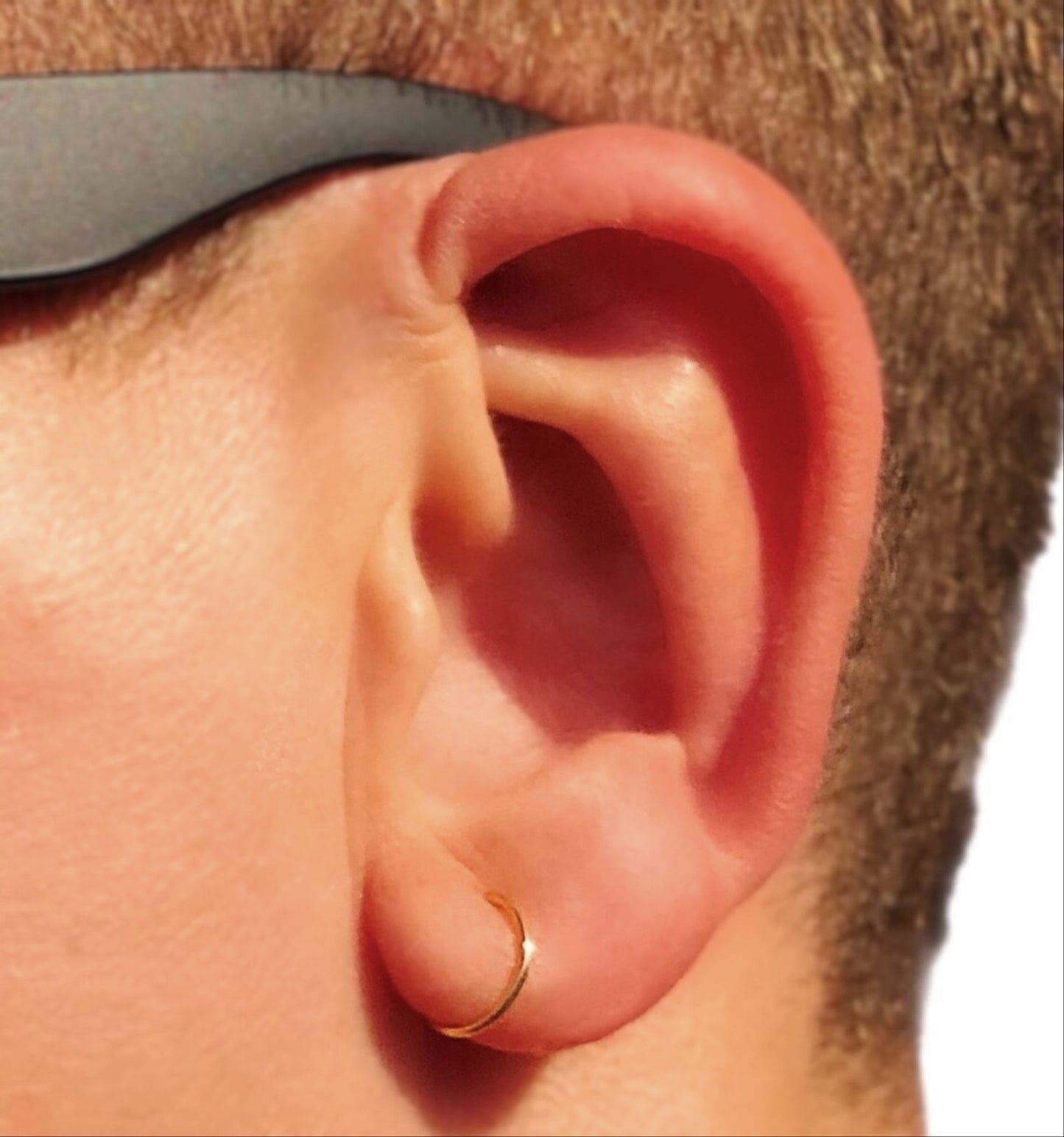 18k Gold Hoop Earrings Men -Single Hoop 10mm