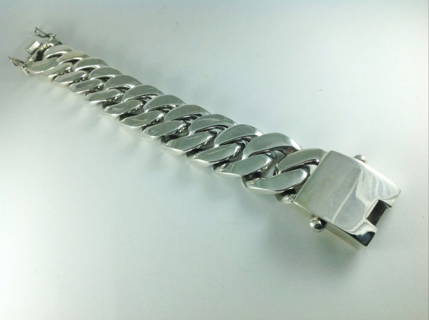 220 g Mens Real Solid Sterling Silver 925 Heavy Biker Bracelet