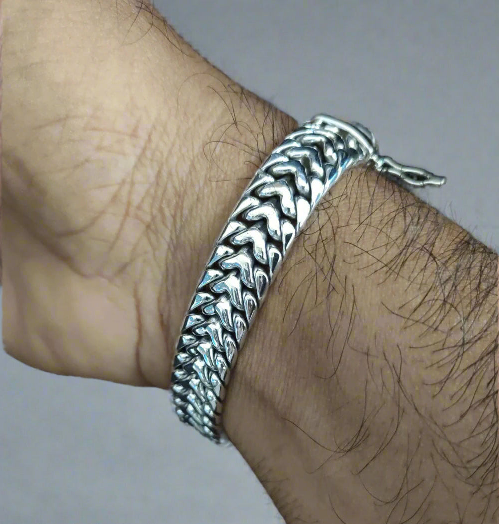 Luxury Men’s Heavy Curb Chain Bracelet – Real 925 Silver