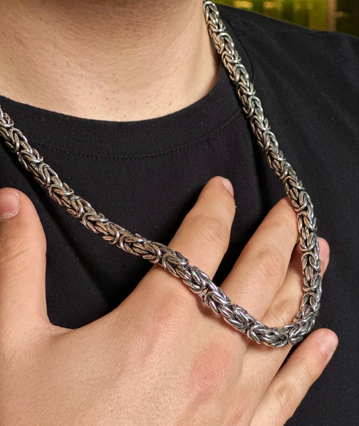 heavy silver 925 chain necklace - Byzantine Necklace