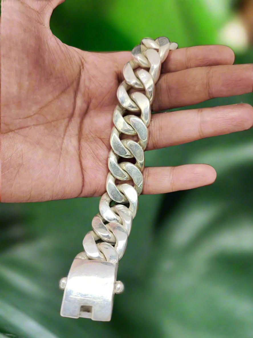 VERY BIG! Miami Cuban Link Bracelet x 27 mm Wide - Huge, Heavy Mens Design. Street Style - 925 Sterling Silver Jewelry Handmade