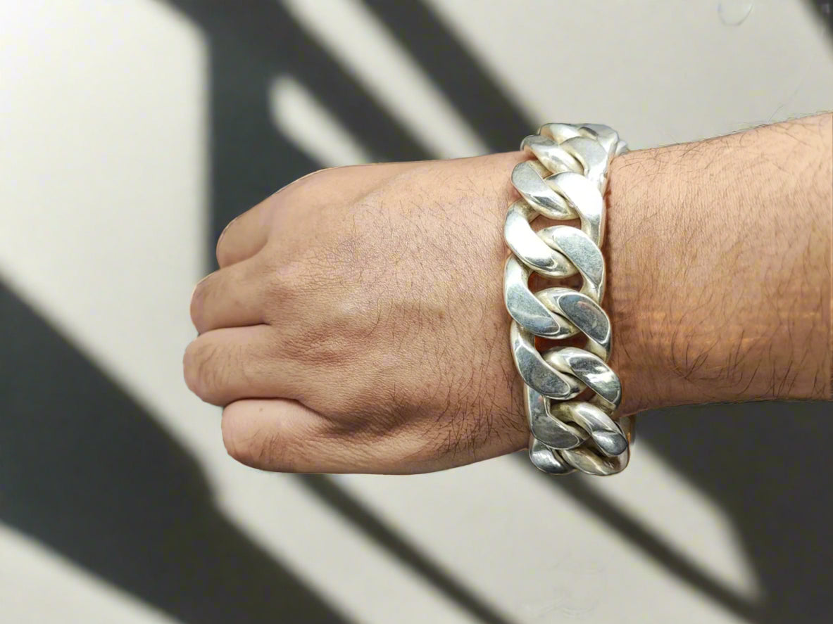 VERY BIG! Miami Cuban Link Bracelet x 27 mm Wide - Huge, Heavy Mens Design. Street Style - 925 Sterling Silver Jewelry Handmade-mens heavy bracelet