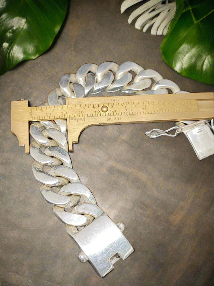 VERY BIG! Miami Cuban Link Bracelet x 27 mm Wide - Huge, Heavy Mens Design. Street Style - 925 Sterling Silver Jewelry Handmade