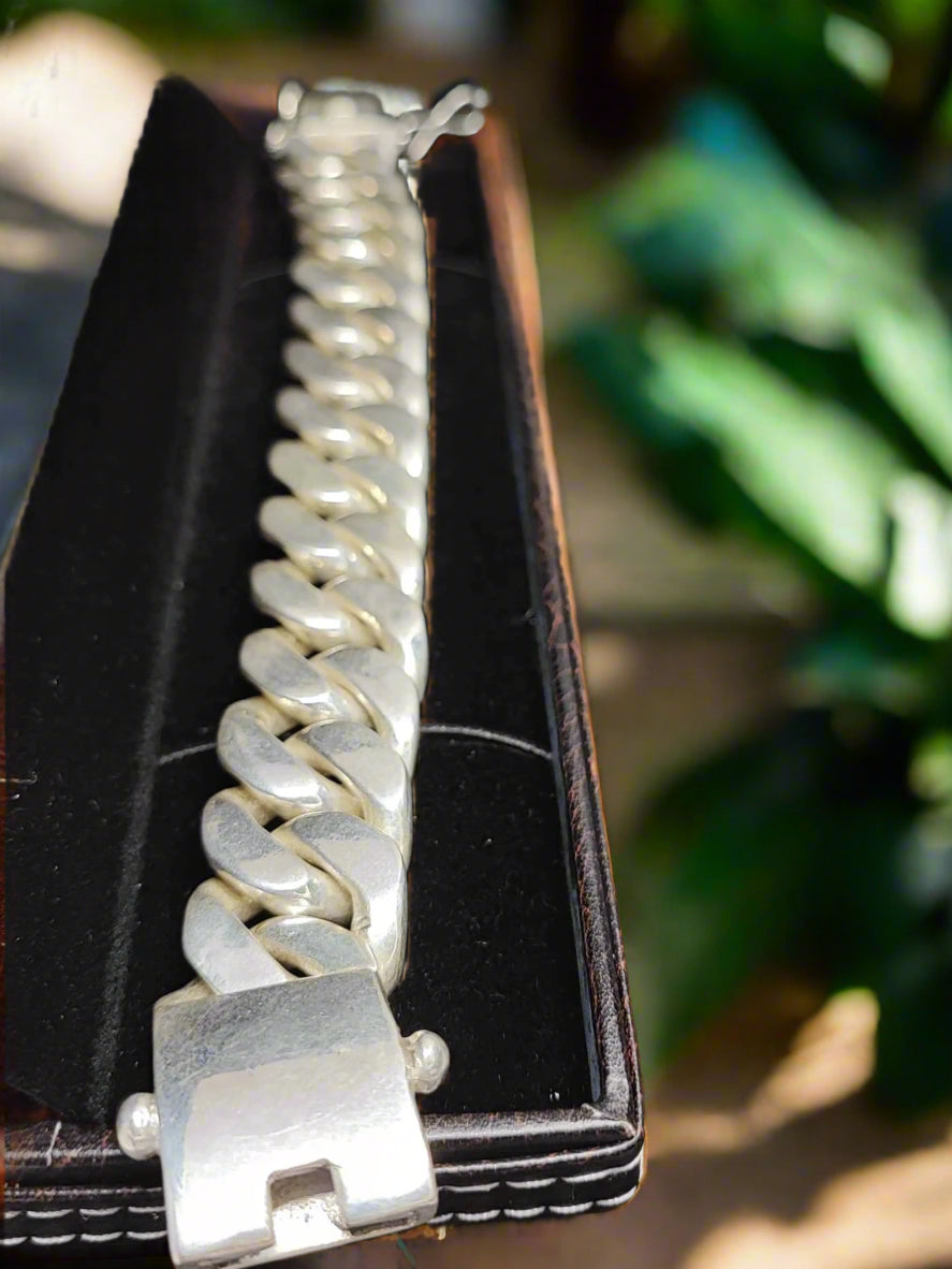 VERY BIG! Miami Cuban Link Bracelet x 27 mm Wide - Huge, Heavy Mens Design. Street Style - 925 Sterling Silver Jewelry Handmade