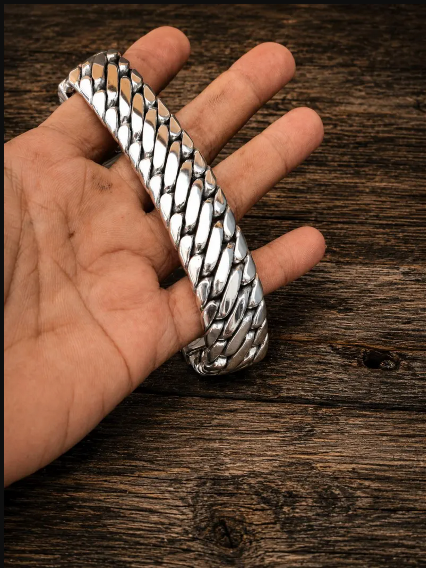 Heavy bracelet snake men's 925 sterling silver