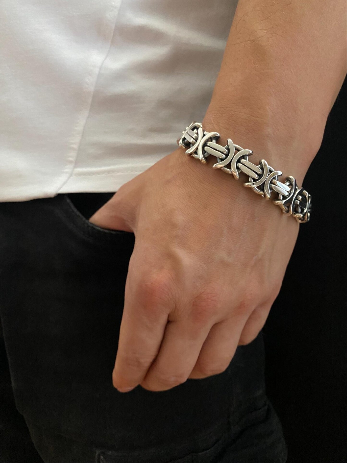 Men's Heavy Silver Bracelet - Thick Bracelet For Him