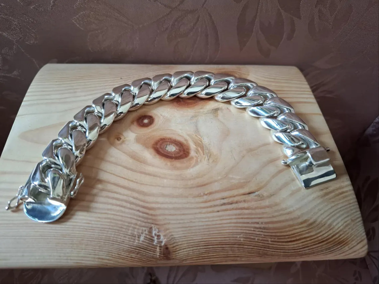 9" 200g Men's Heavy Biker Bracelet, Cuban Curb Chain Link Bracelet, Mens Sterling Silver Bracelet, Solid Sterling Silver 925 Bracelet