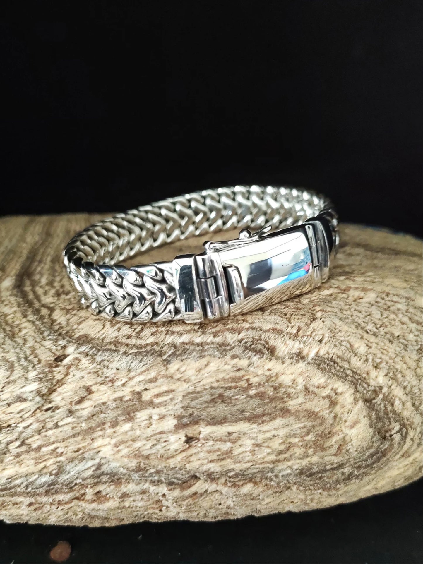 925 Sterling Silver heavy solid bracelet 15mm