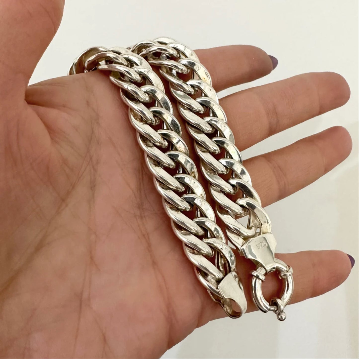 999K Silver Handmade Men Bracelet with 925K Clasp