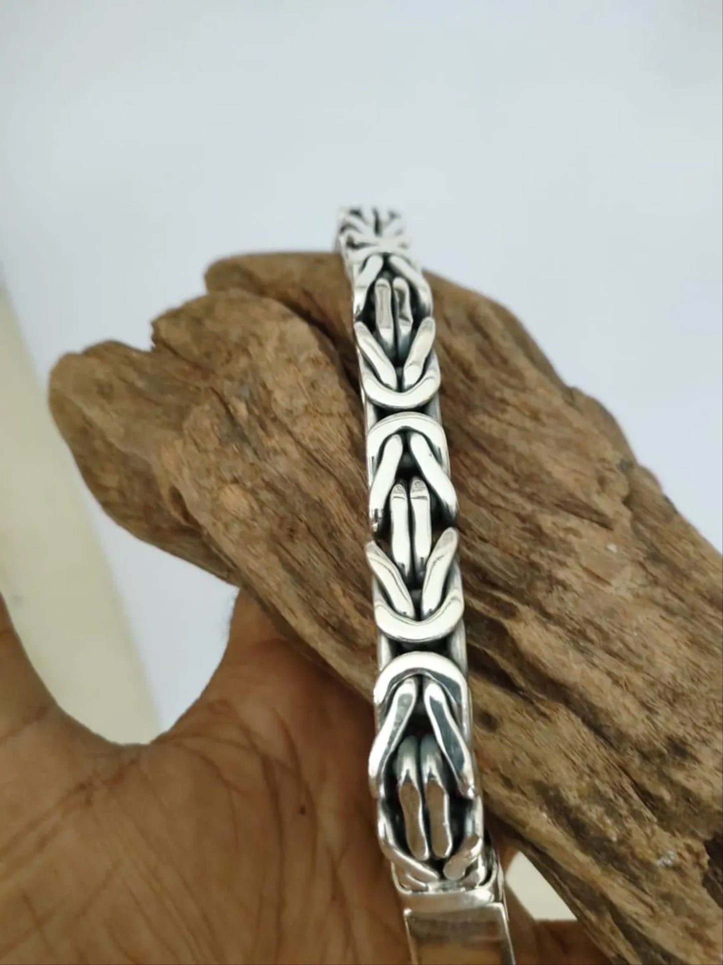 Heavy 925 Sterling Silver Byzantine Bracelet