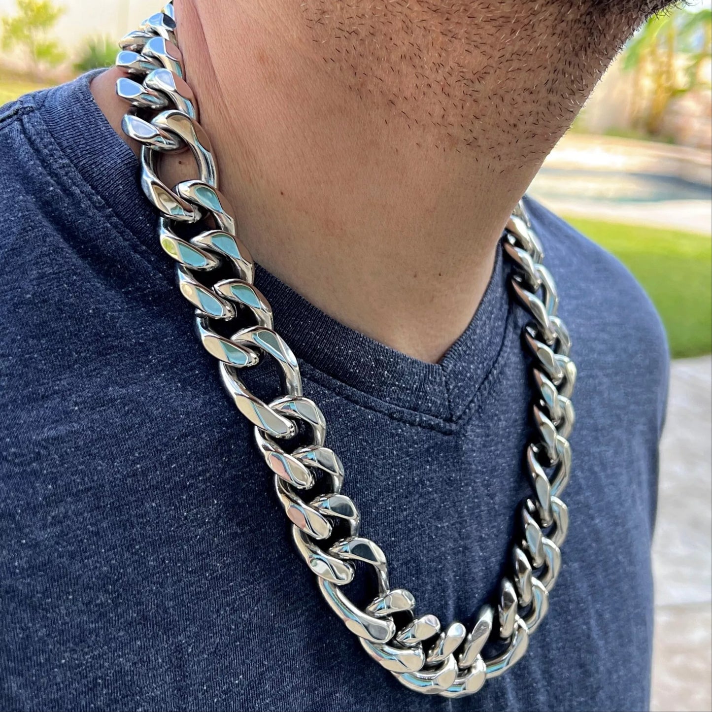 heavy silver chain necklace men's