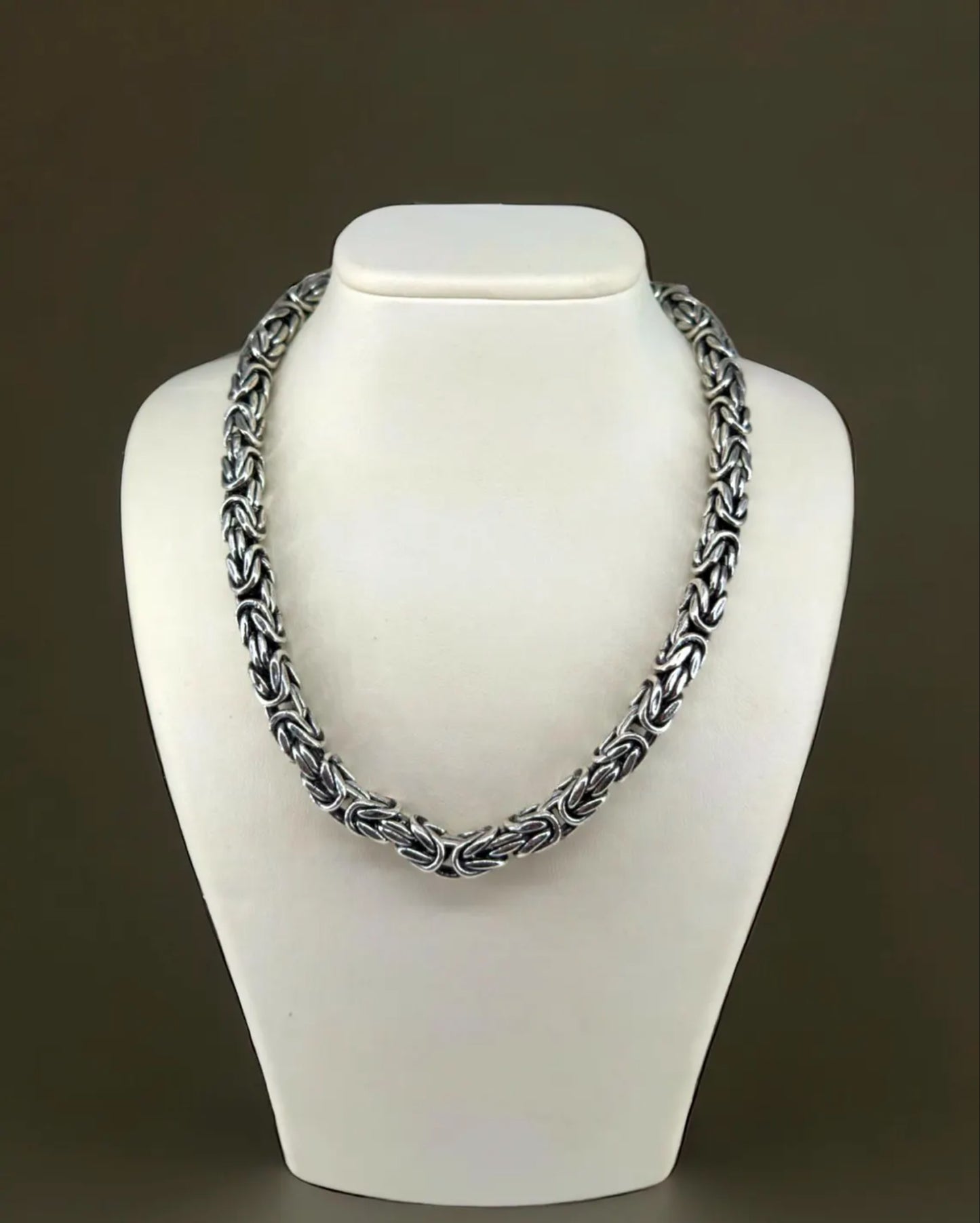 heavy silver 925 chain necklace - Byzantine Necklace