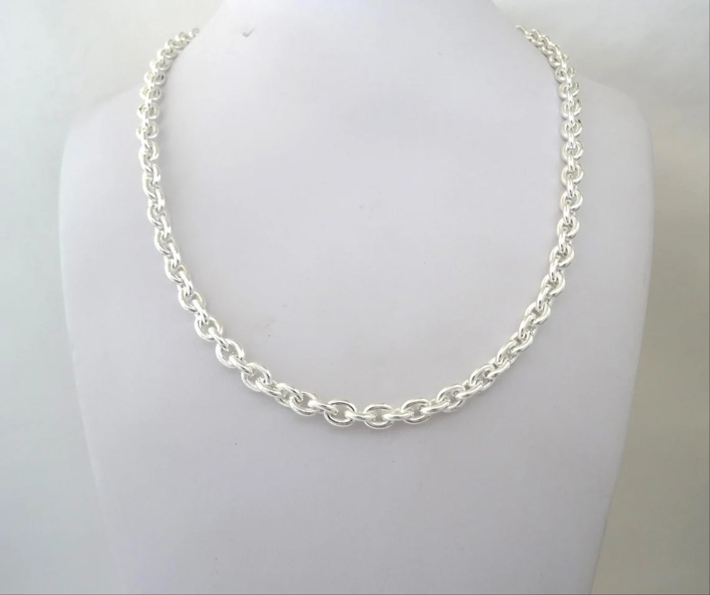Necklace in 925 solid silver oval chain 6mm
