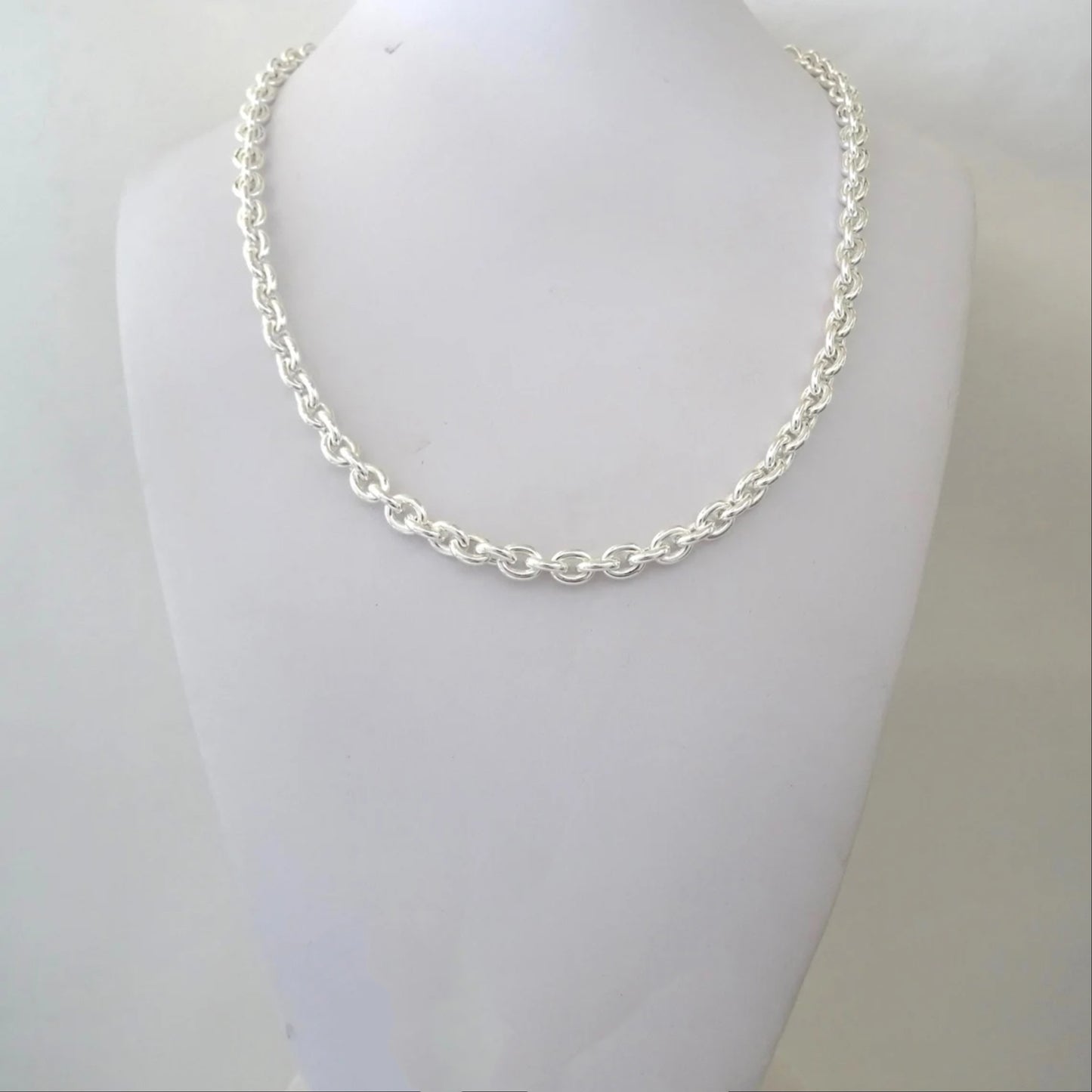Necklace in 925 solid silver oval chain 6mm