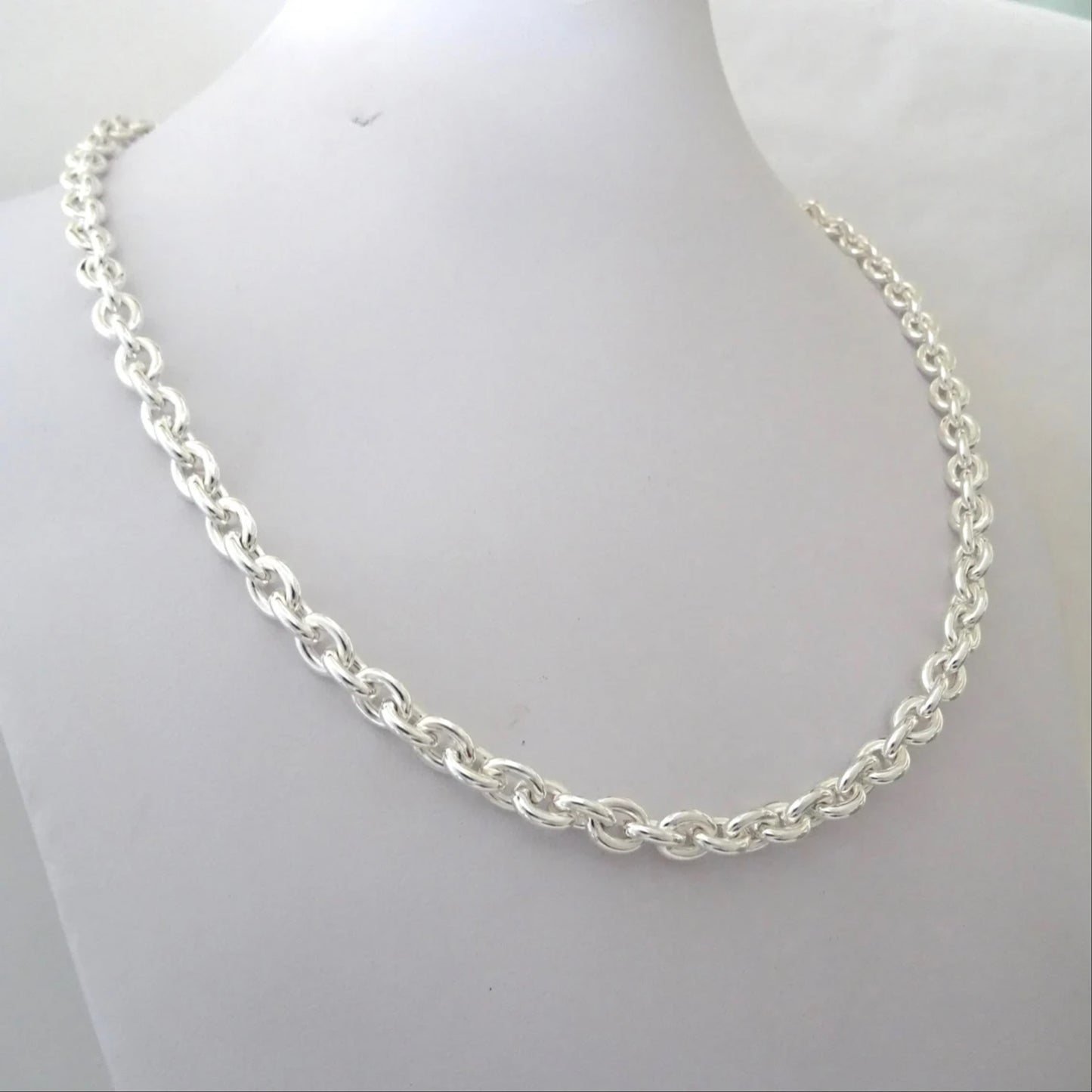 Necklace in 925 solid silver oval chain 6mm