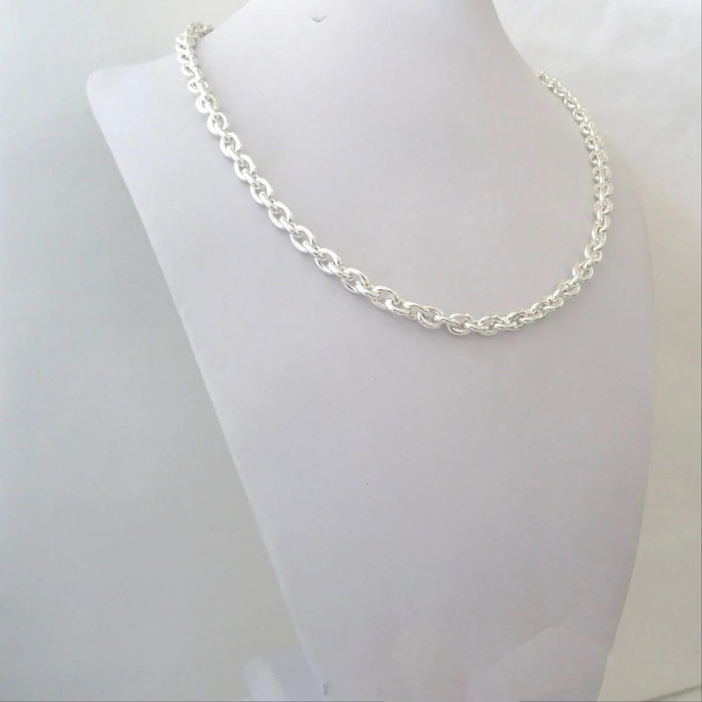 Necklace in 925 solid silver oval chain 6mm