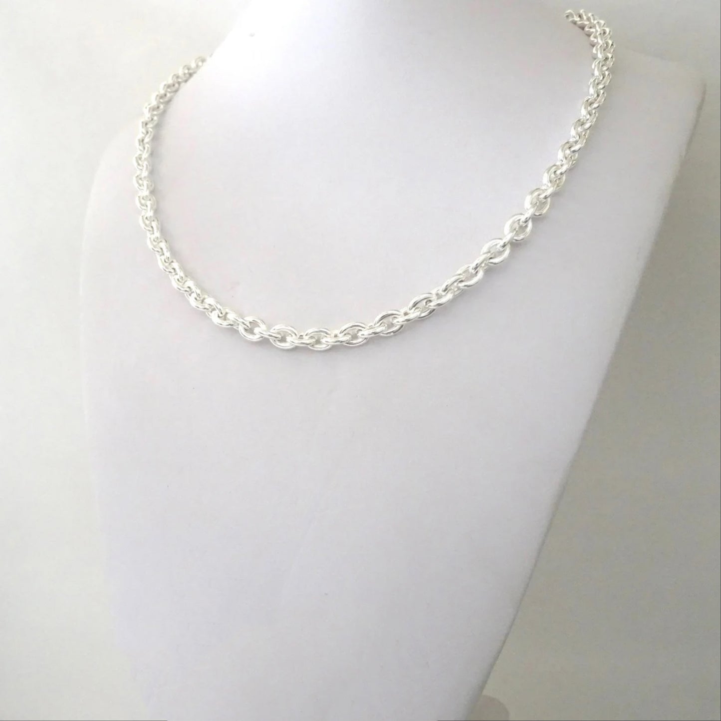Necklace in 925 solid silver oval chain 6mm