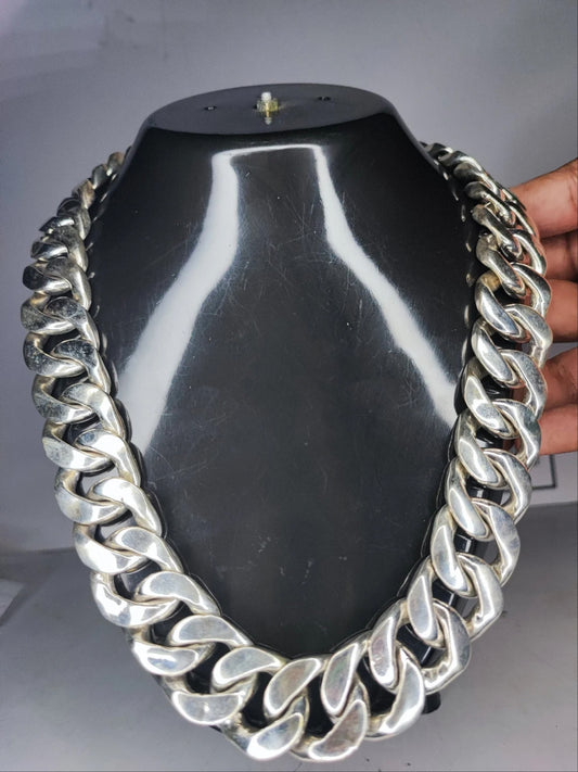 Men's Heavy Silver Cuban Link Chain Necklace
