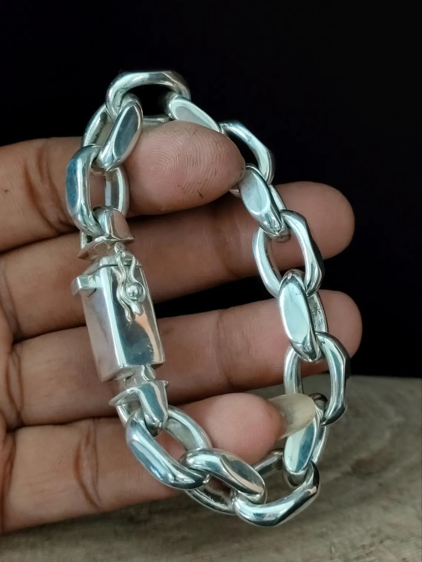 Big Link Silver Anchor Bracelet