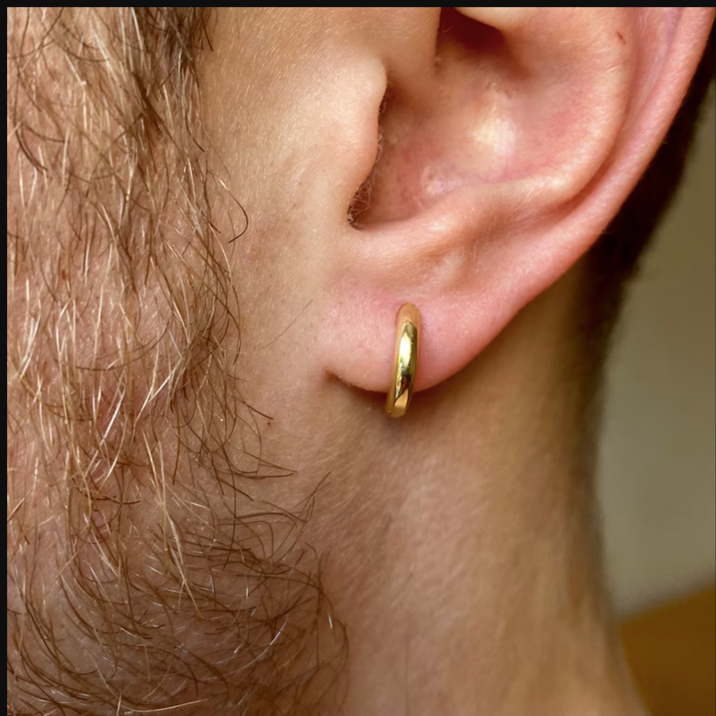Real 18K Gold Mini Hoop Earrings Men's