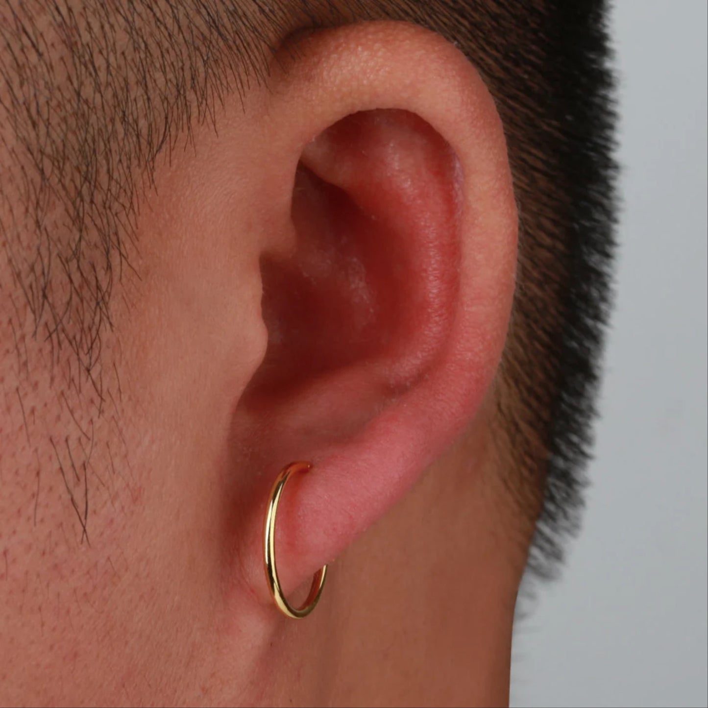 Mens Hoop 18k Gold Earrings - Lip Ring - tiny helix hoop
