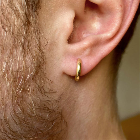 Men's 18K Gold Hoop Earrings 12mm