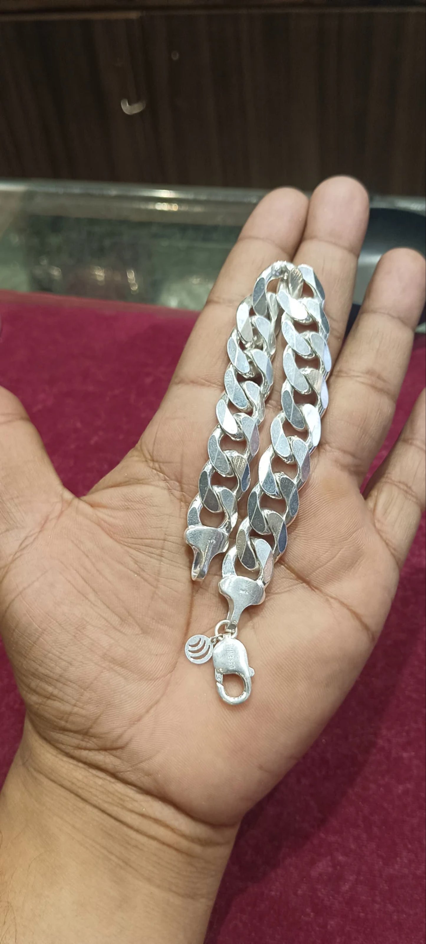 13mm,8inches,grams,solid 925 pure silver hand made cuban link