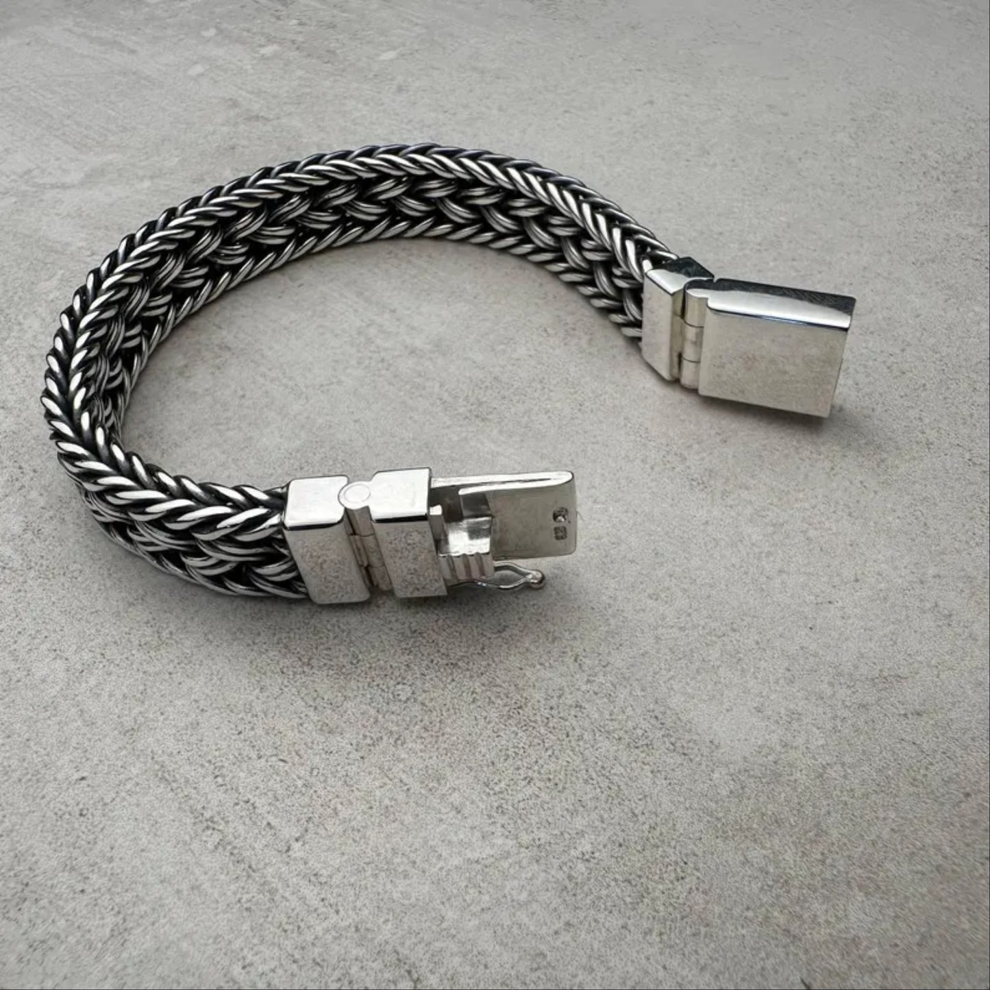 Mens 925 Sterling Silver Braid Bracelet