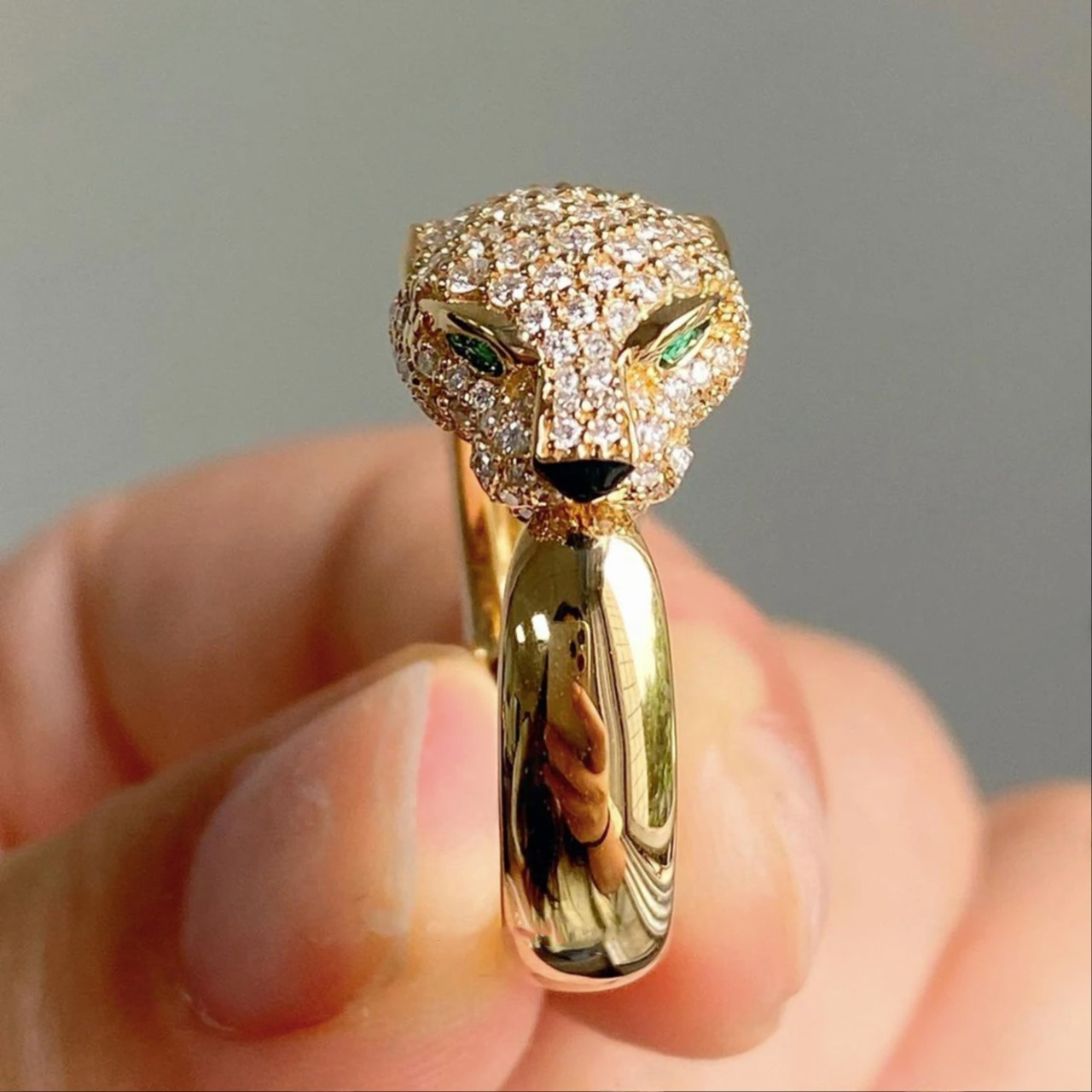18k Gold Panther Ring Men's
