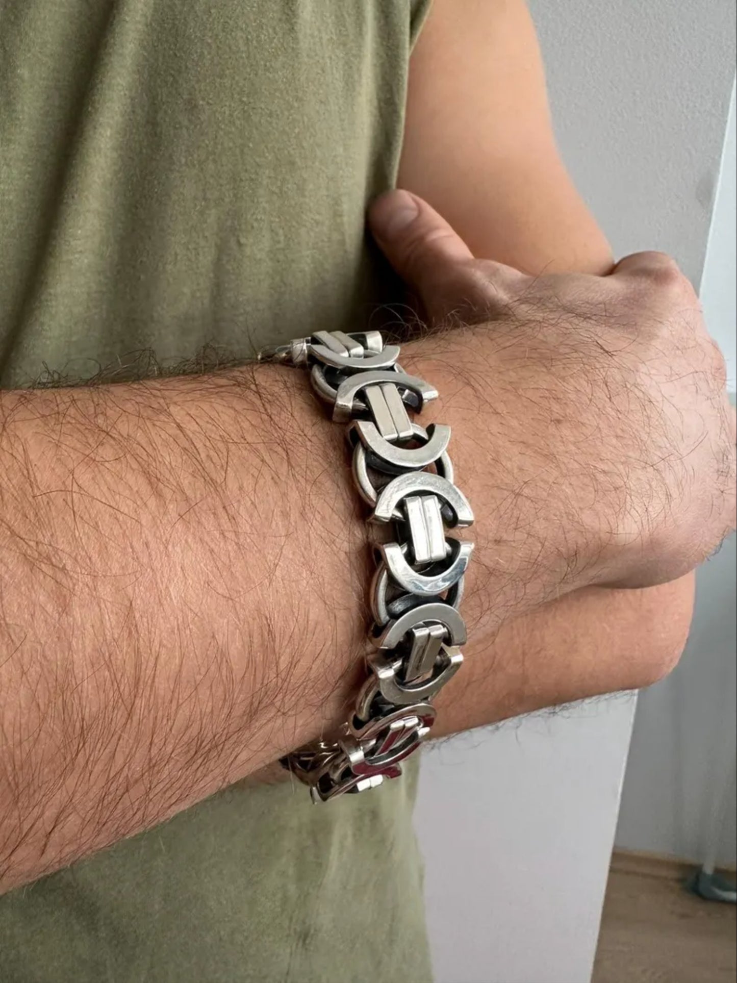 Heavy Men's 925 Sterling Silver Bracelets with Bold Links