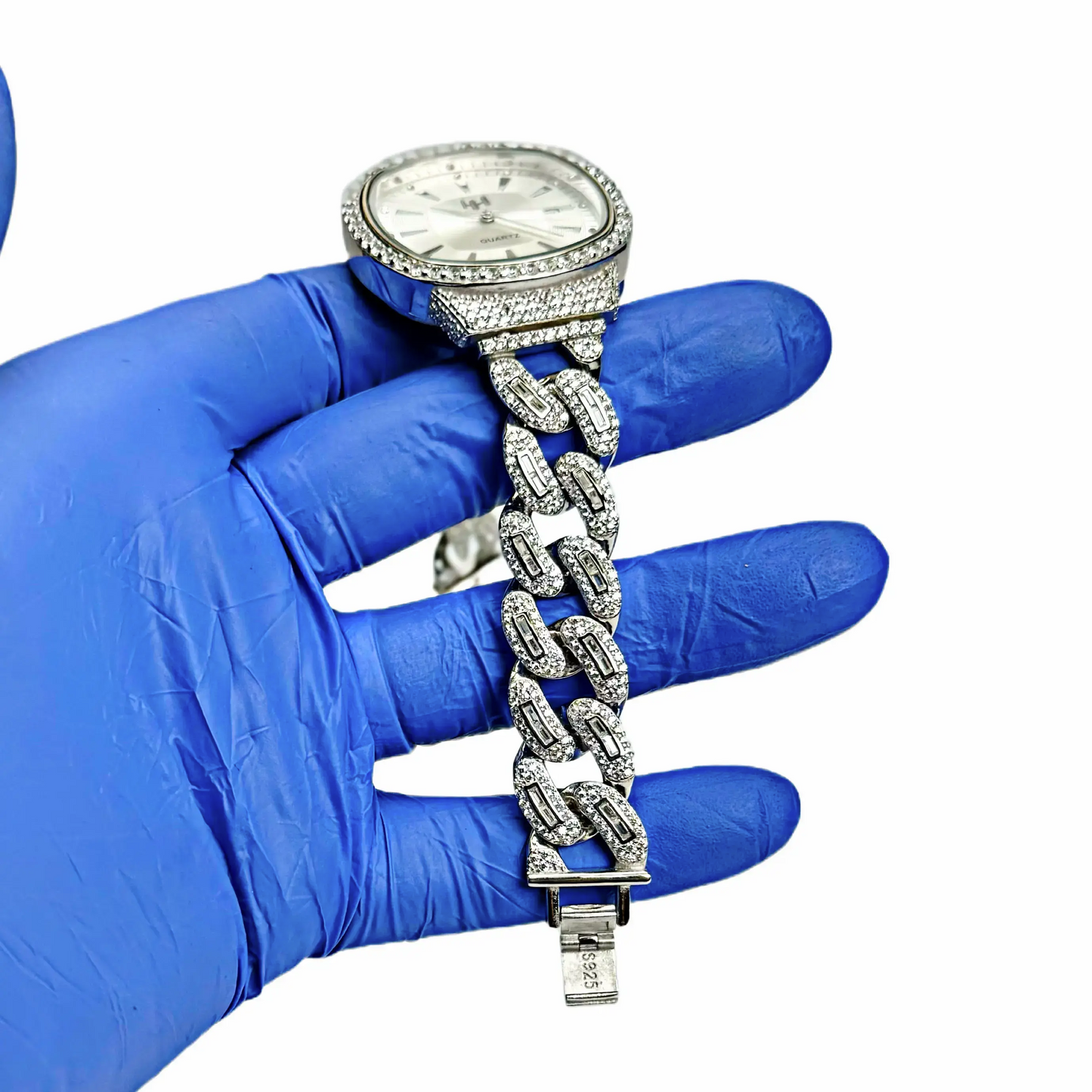 Cuban Curb Link 925 Silver Men's Watch