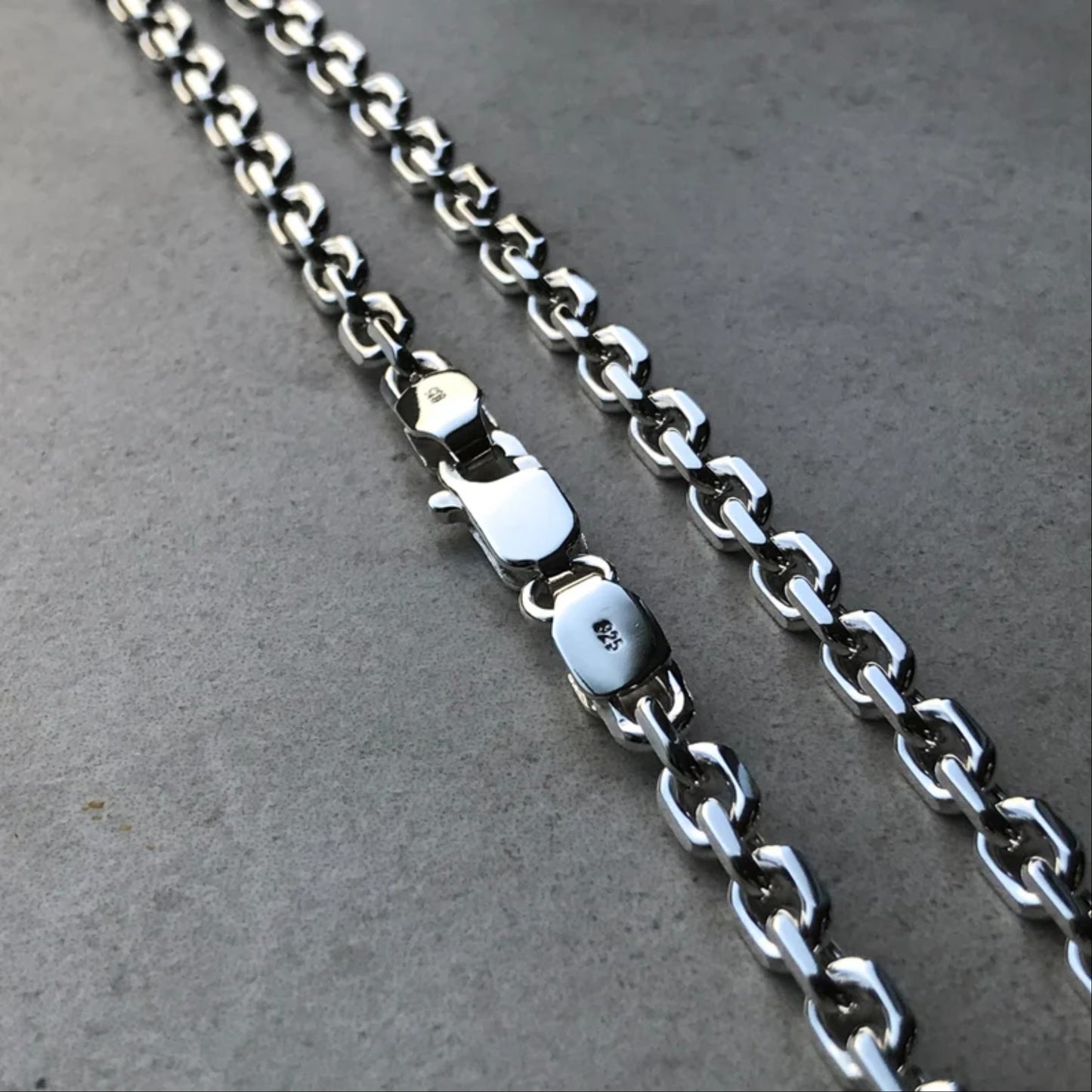 Anchor solid 925 sterling silver necklace chain mens lobster clasp