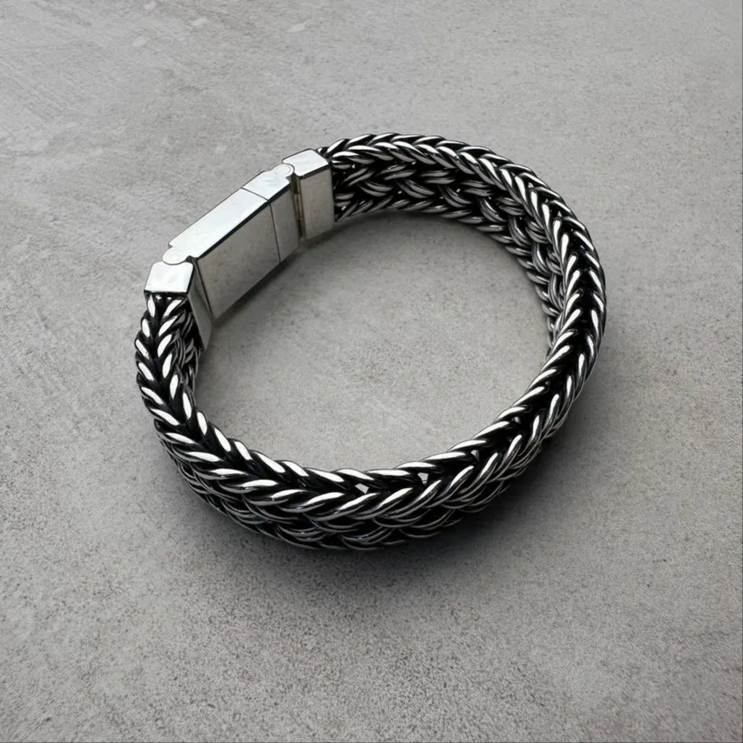 Mens 925 Sterling Silver Braid Bracelet