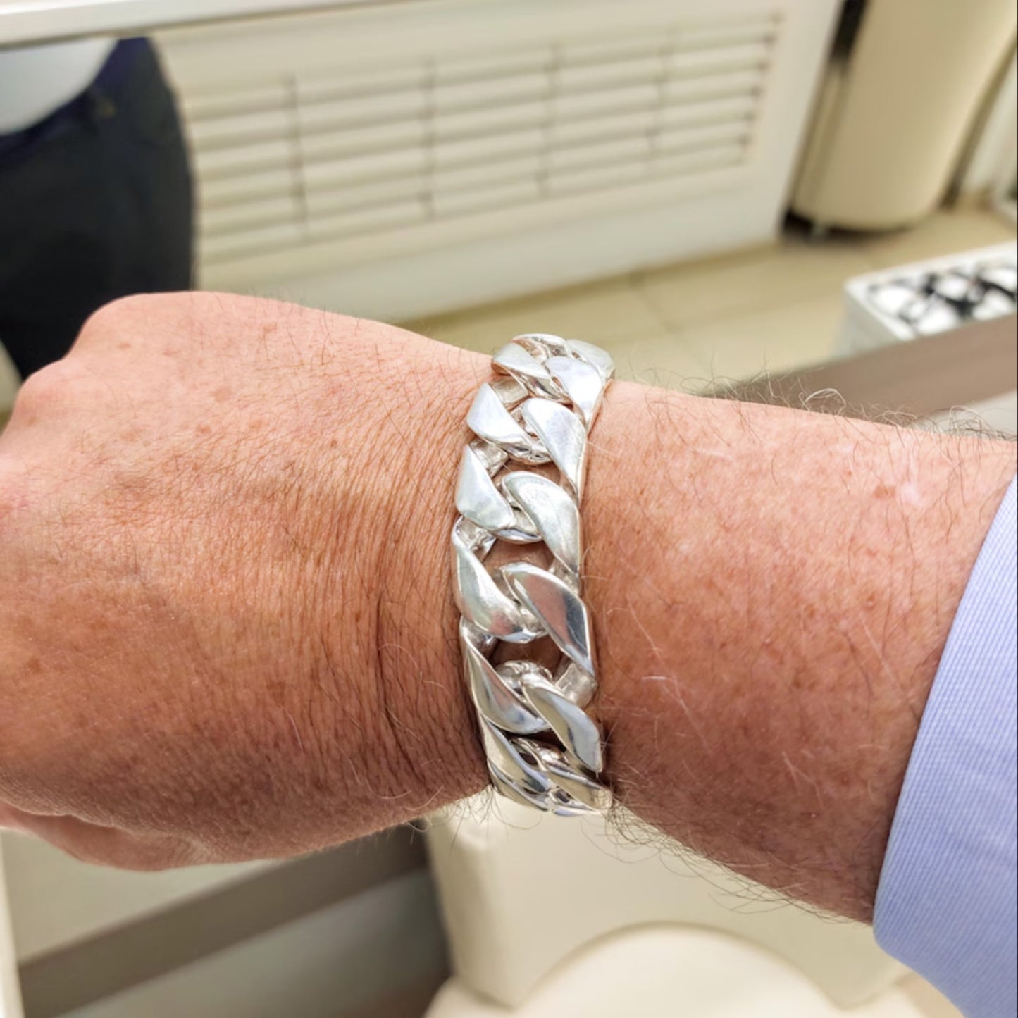 8" 120g Heavy Chunky Biker Cuban Curb Chain 925 SOLID Sterling Silver Mens Bracelet
