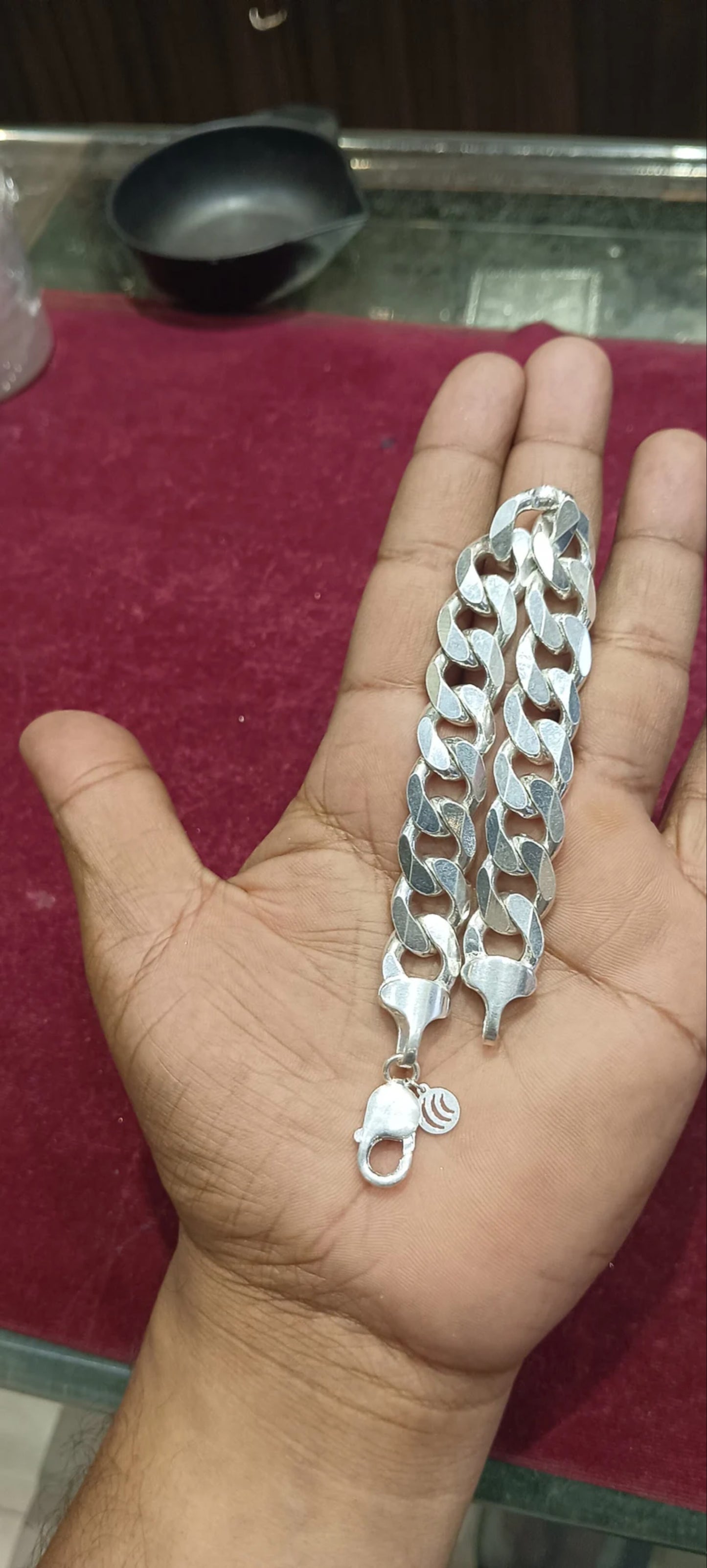 13mm,8inches,grams,solid 925 pure silver hand made cuban link