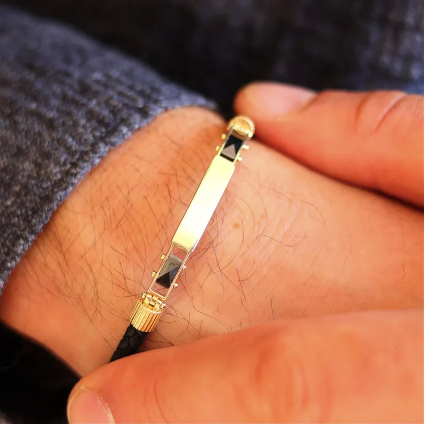 Mens Personalized Bracelet , Engraved 14k Bracelet