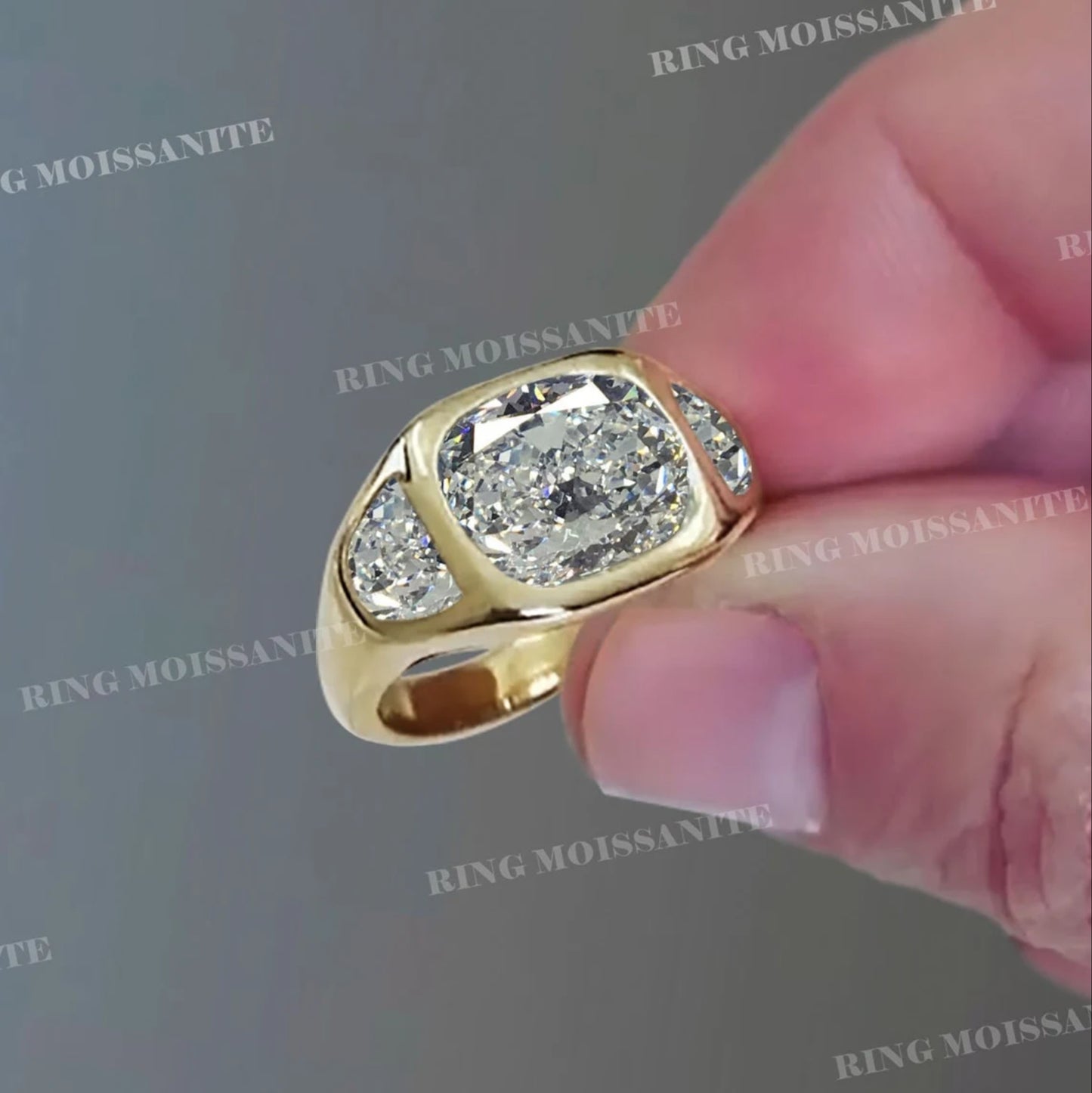 Men's Moissanite Ring 14K Gold
