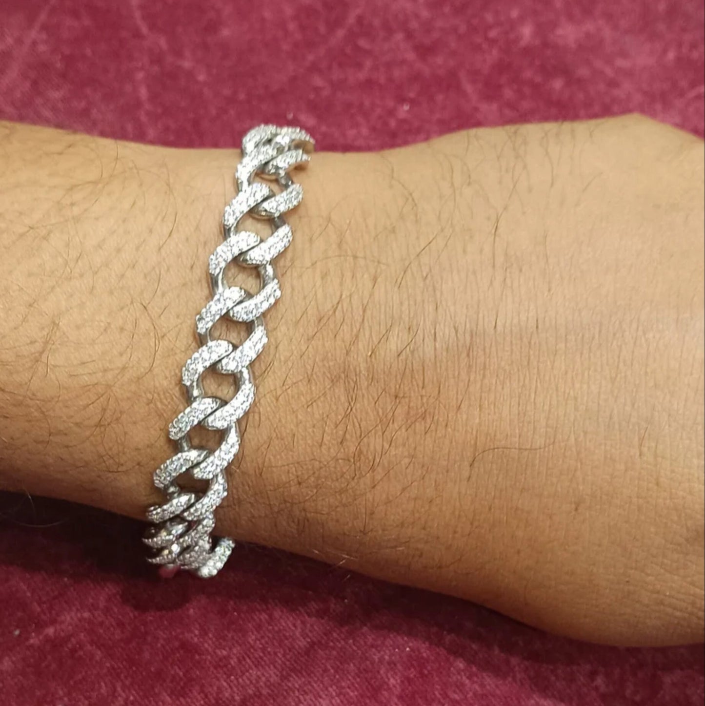 Miami Cuban Link Bracelet 925 Silver 12mm VVS Lab Diamond Hiphop mens