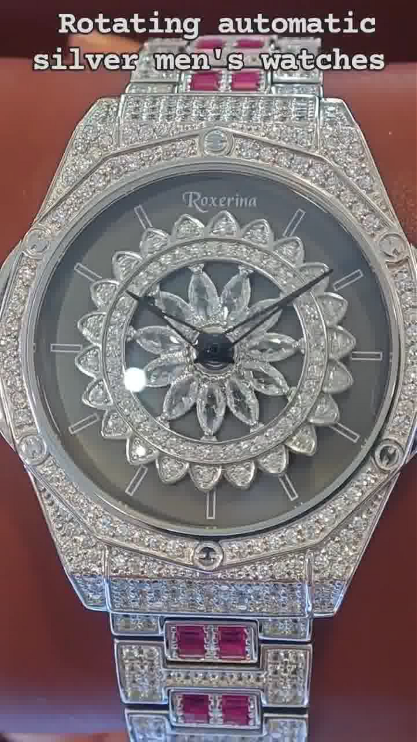 Men's sterling silver 925 watch bracelet with a Gothic floral ornament and unique clasp- handcrafted from 925 sterling silver