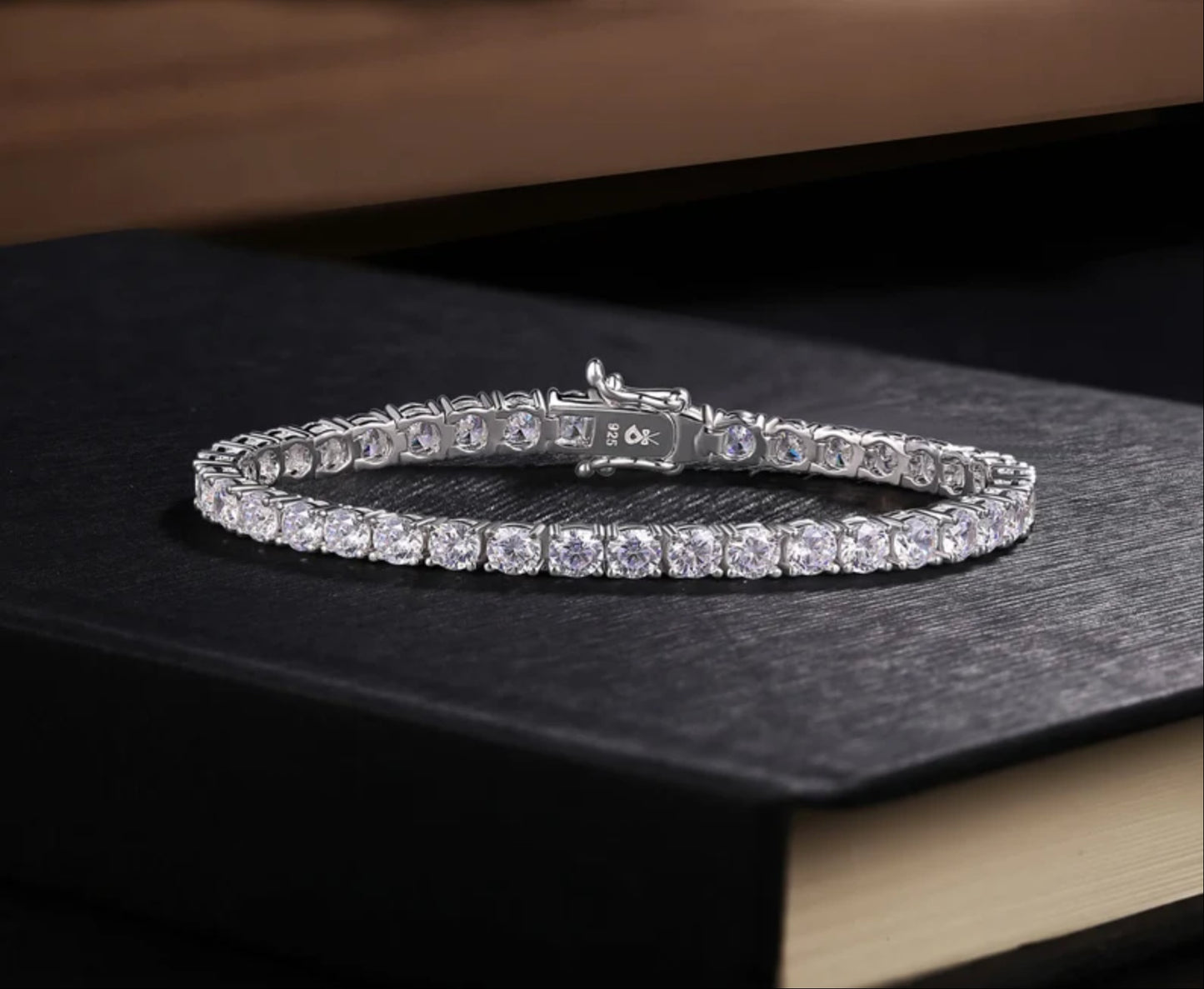 Mens 925 Sterling Silver Tennis Bracelet