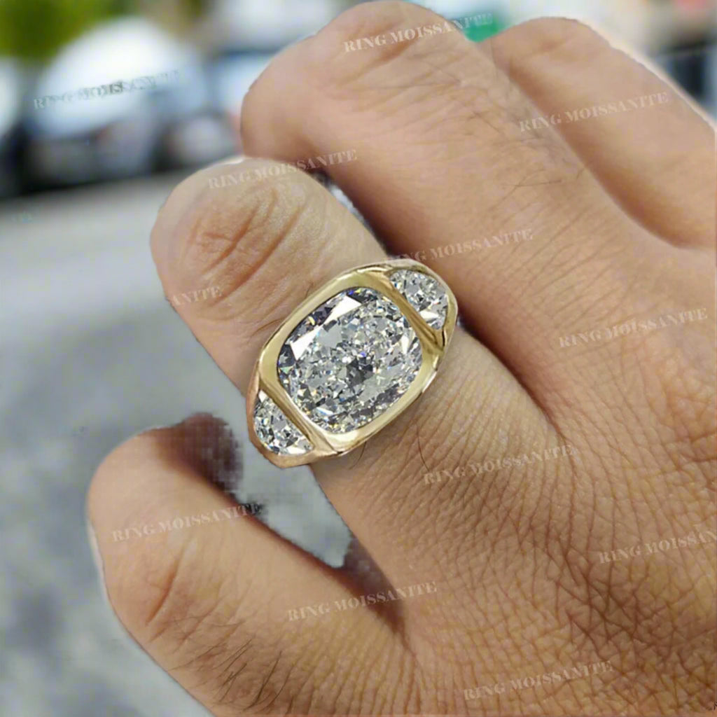 Men's Moissanite Ring 14K Gold